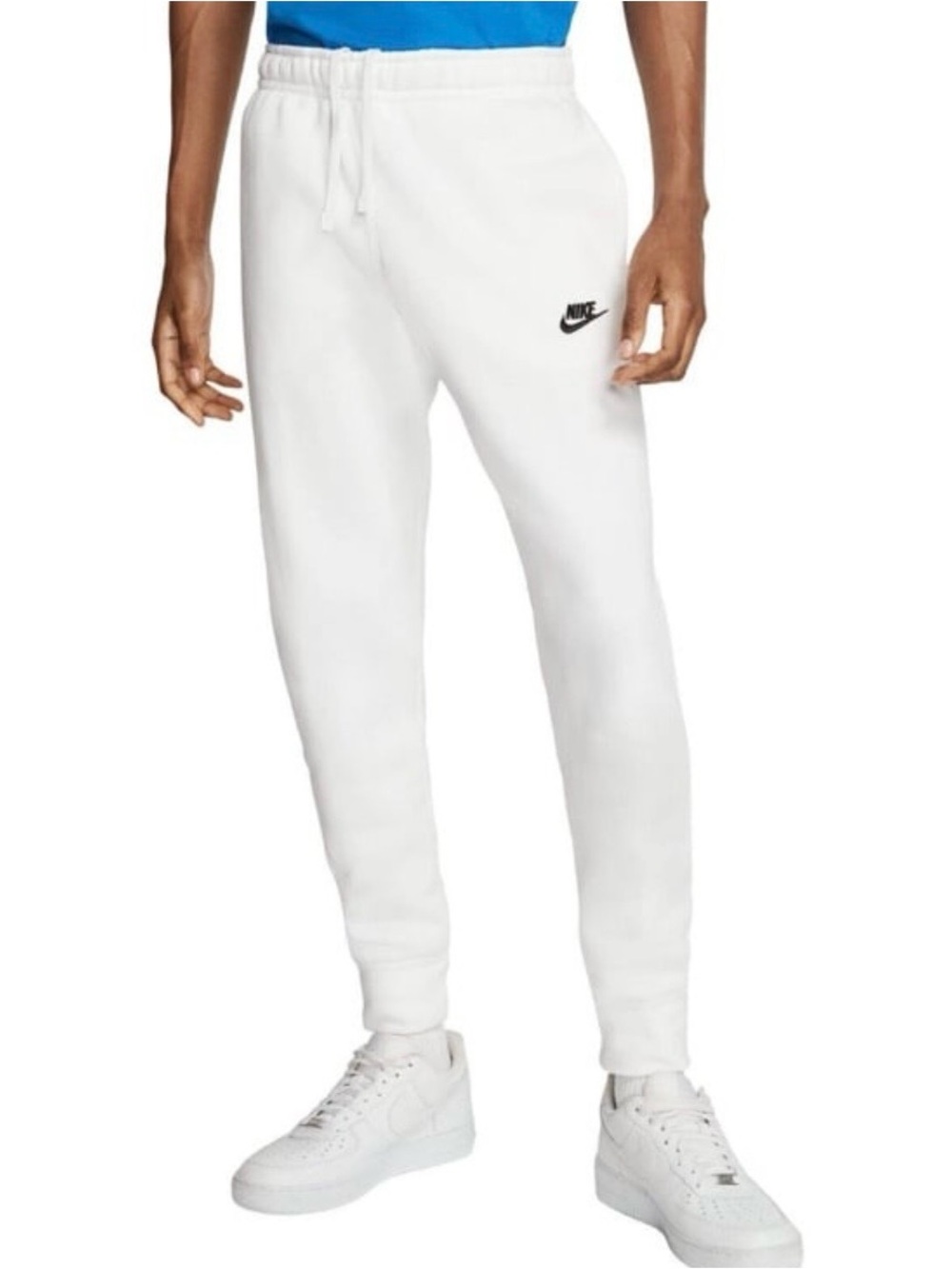 Nike Men’s White Jogger Sweatpants with Black Swoosh